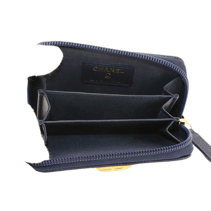 Chanel Boy Zip Coin Purse Caviar Leather Navy Gold — view 5