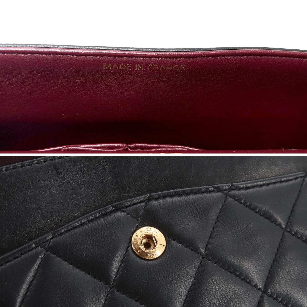 Chanel Quilted 25 Chain Shoulder Bag Lambskin Black Gold CC Logo — view 8