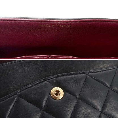 Chanel Quilted 25 Chain Shoulder Bag Lambskin Black Gold CC Logo — view 8