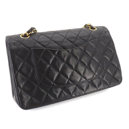 Chanel Quilted 25 Chain Shoulder Bag Lambskin Black Gold CC Logo — view 9