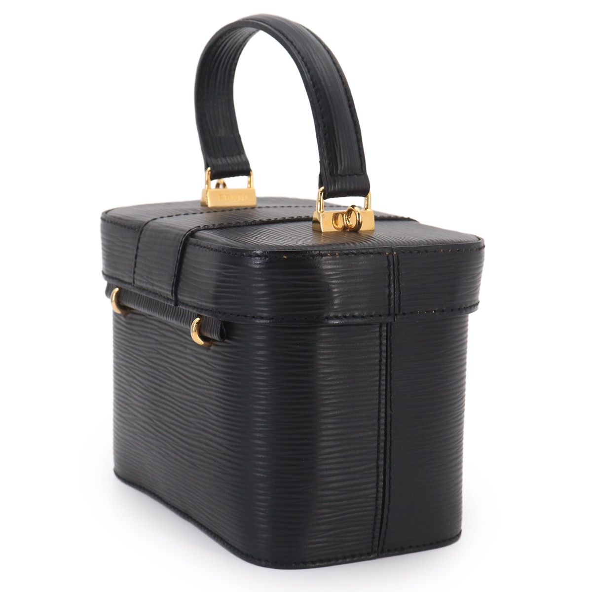 Fendi Epi Vanity 2-Way Bag Leather Black Gold Vintage — view 4