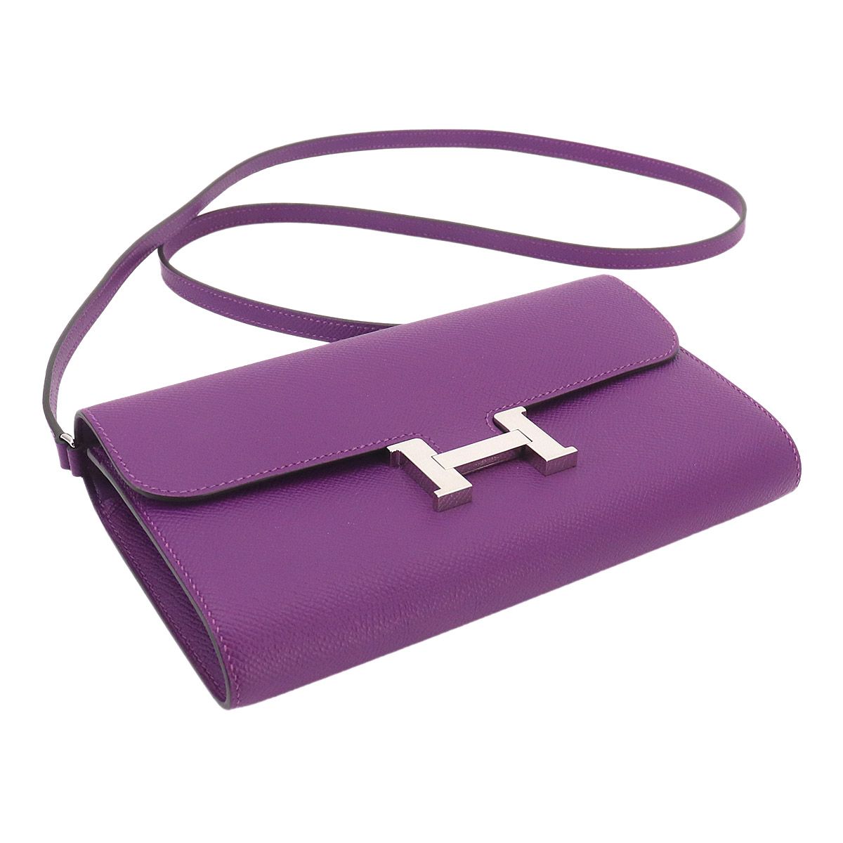 Hermes Constance Long Tougo Bifold Wallet Epsom Anemone Silver — view 4