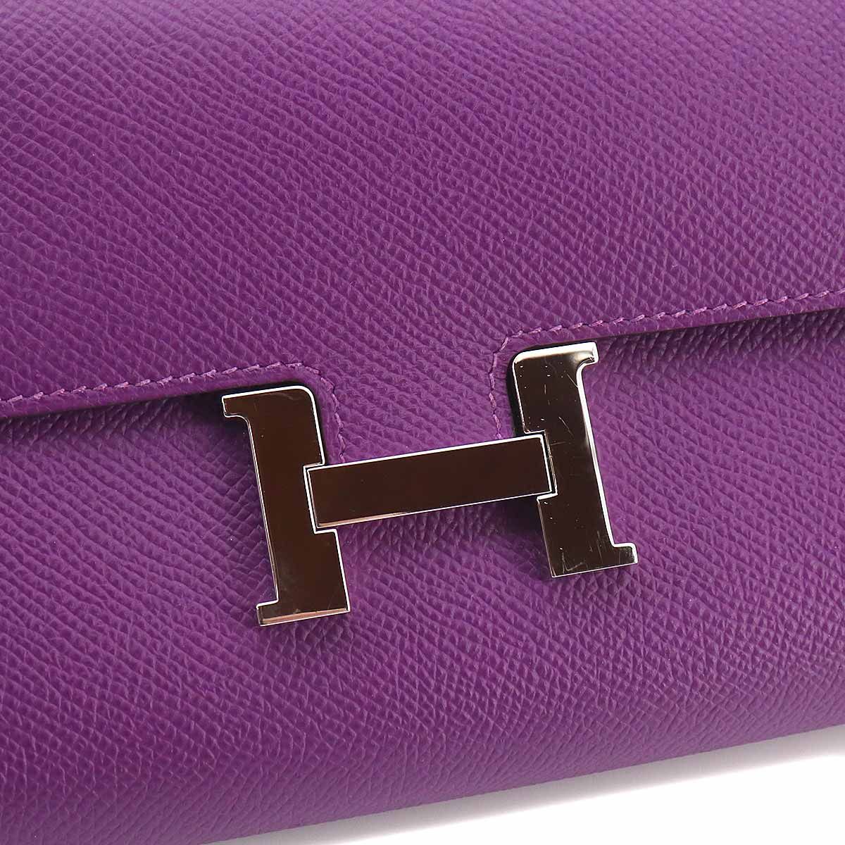 Hermes Constance Long Tougo Bifold Wallet Epsom Anemone Silver — view 9