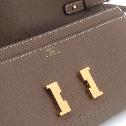 Hermes Constance Long Tougo Bifold Wallet Epsom Etoupe Gold — view 8