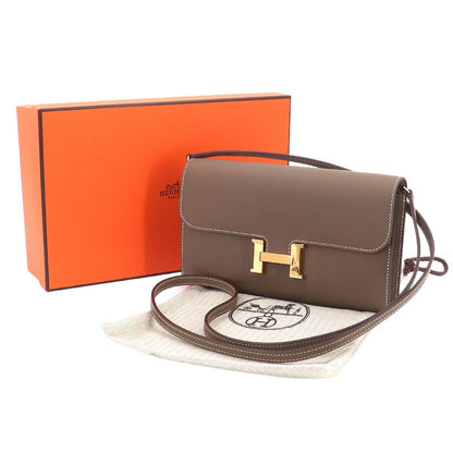 Hermes Constance Long Tougo Bifold Wallet Epsom Etoupe Gold — view 2