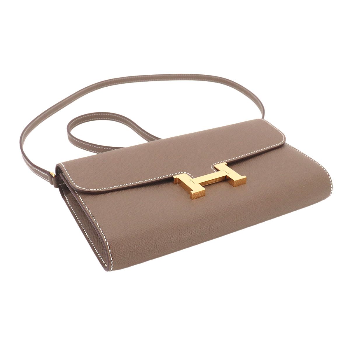 Hermes Constance Long Tougo Bifold Wallet Epsom Etoupe Gold — view 4