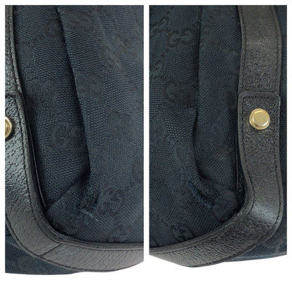 Gucci Abbey Black Gold GG Canvas Leather Tote Shoulder — view 5