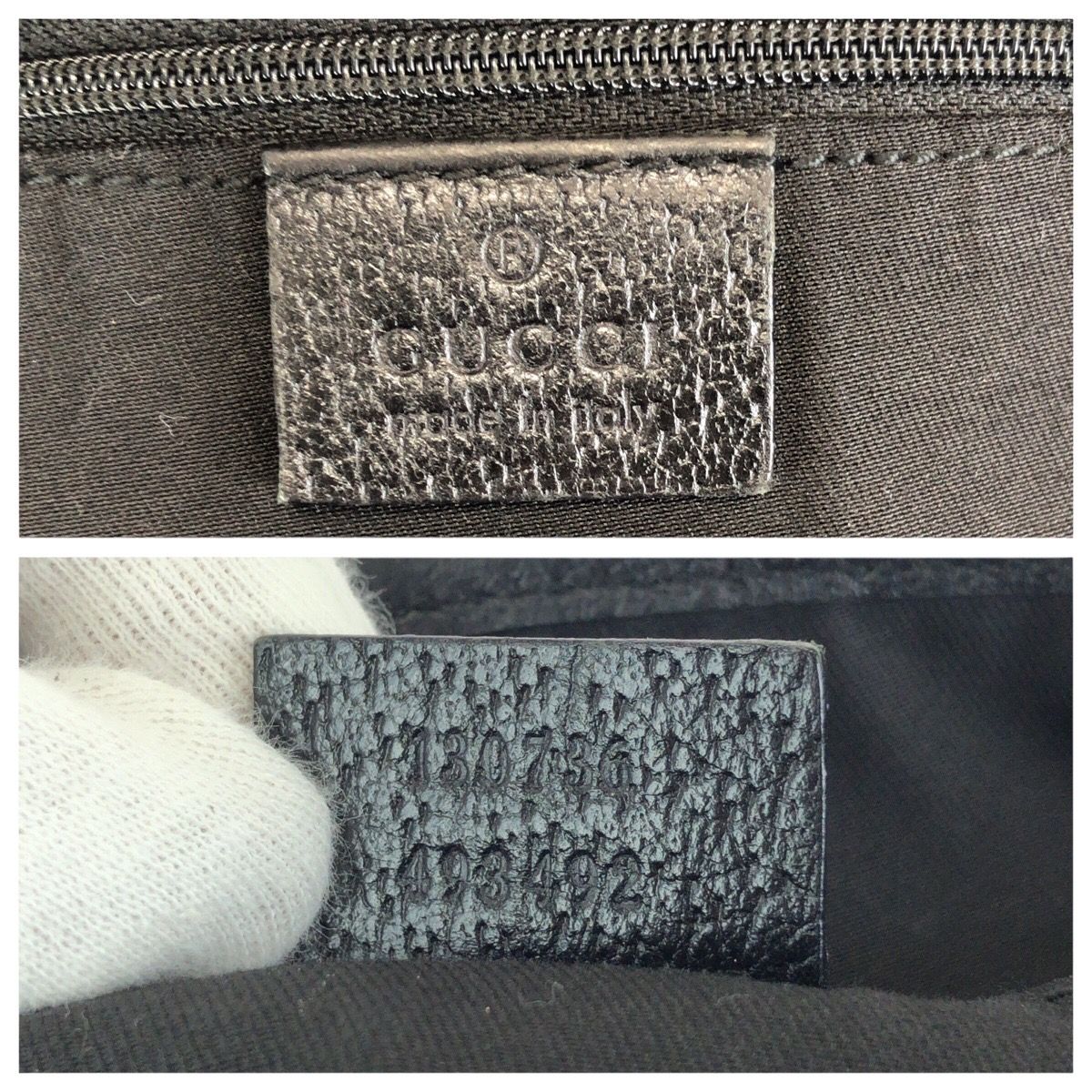 Gucci Abbey Black Gold GG Canvas Leather Tote Shoulder — view 4