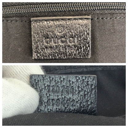 Gucci Abbey Black Gold GG Canvas Leather Tote Shoulder — view 4