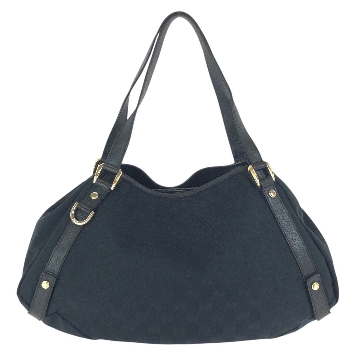Gucci Abbey Black Gold GG Canvas Leather Tote Shoulder — view 2