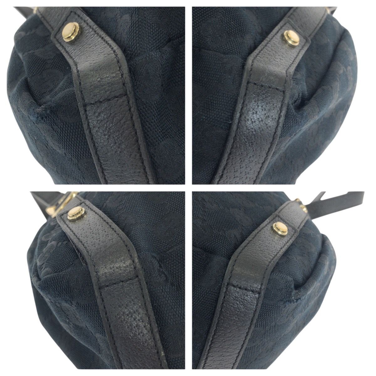 Gucci Abbey Black Gold GG Canvas Leather Tote Shoulder — view 3