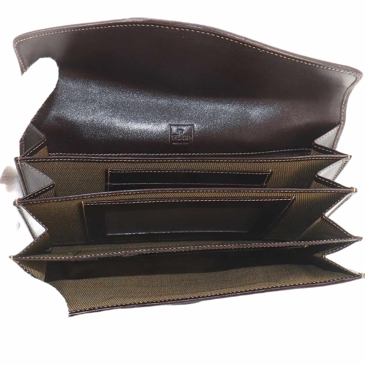 Fendi Zucca Pattern Bifold Wallet Canvas Leather Brown — view 5