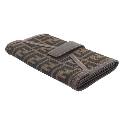 Fendi Zucca Pattern Bifold Wallet Canvas Leather Brown — view 4