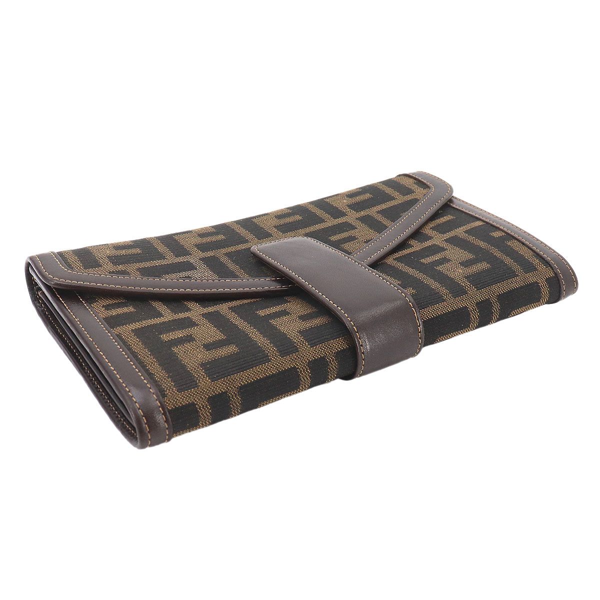 Fendi Zucca Pattern Bifold Wallet Canvas Leather Brown — view 3