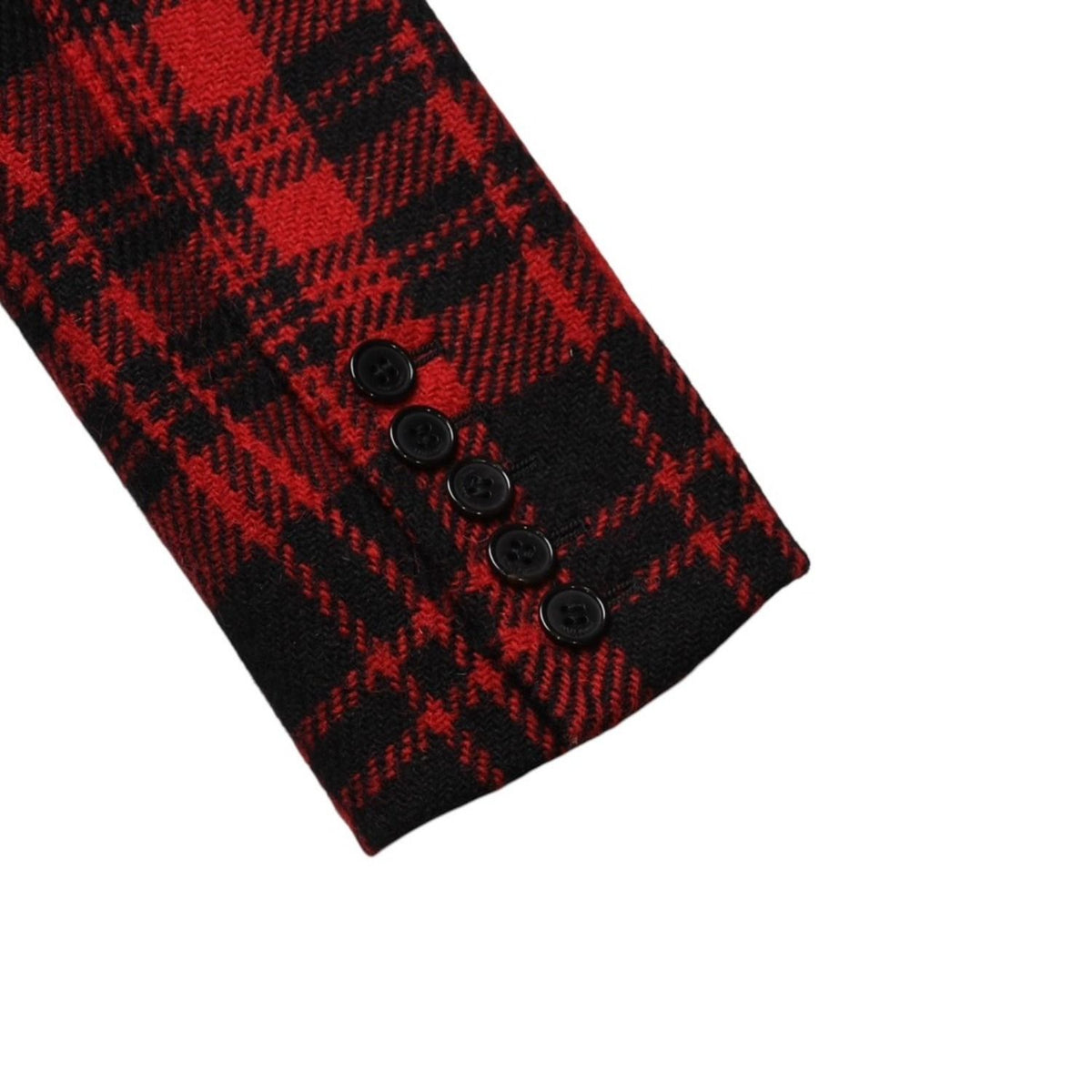 Saint Laurent Buffalo Plaid Double Breasted Jacket Tartan Check Red Black — view 8