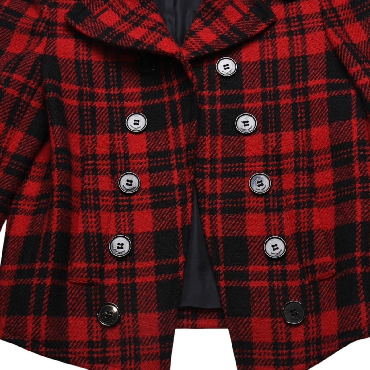Saint Laurent Buffalo Plaid Double Breasted Jacket Tartan Check Red Black — view 6
