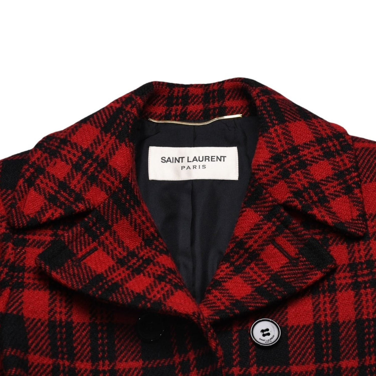 Saint Laurent Buffalo Plaid Double Breasted Jacket Tartan Check Red Black — view 3