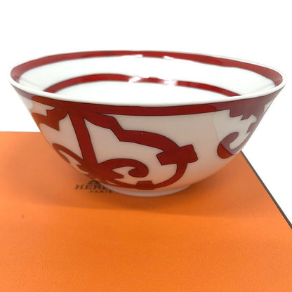 Hermes Guadalquivir Rice Bowl Brown Single Tableware Ceramic White