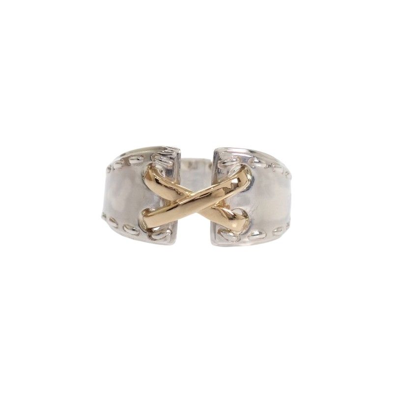 Hermes Mexico Ring 53 Gold 925 Sterling Silver Volume Corset — view 2
