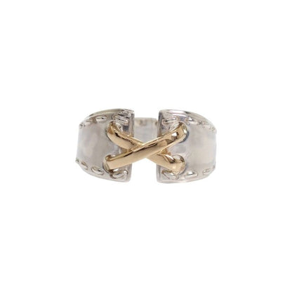Hermes Mexico Ring 53 Gold 925 Sterling Silver Volume Corset — view 2