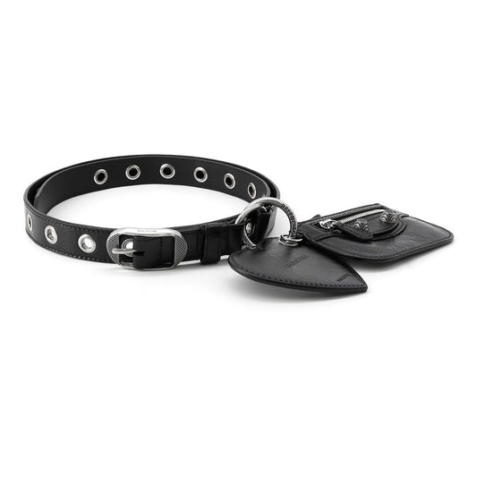 Balenciaga Belt Luca Gold le Cagole with Coin Case Leather 105 Black