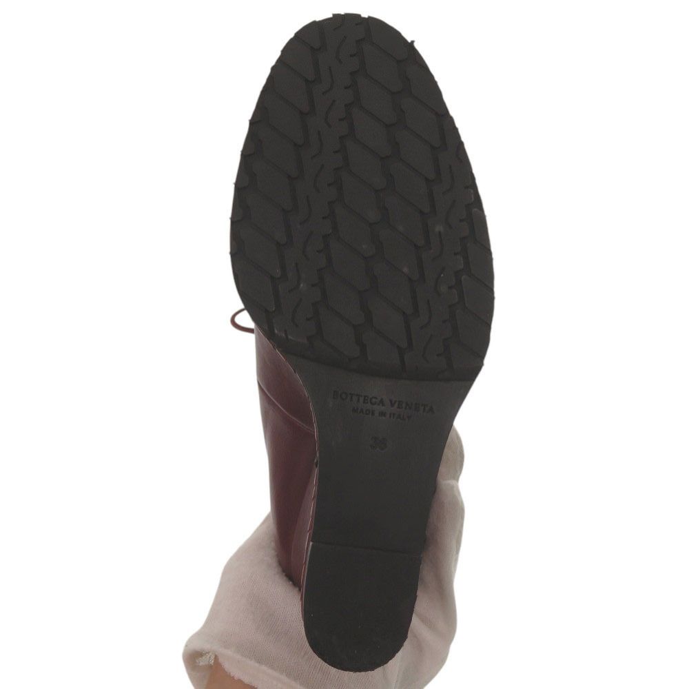 Bottega Veneta Intrecciato Stitch Wedge Ankle Boots 36) Leather Wine — view 7