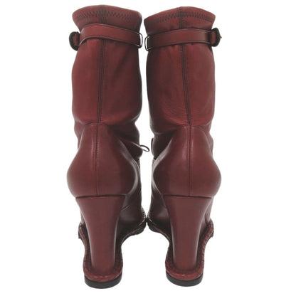 Bottega Veneta Intrecciato Stitch Wedge Ankle Boots 36) Leather Wine — view 5