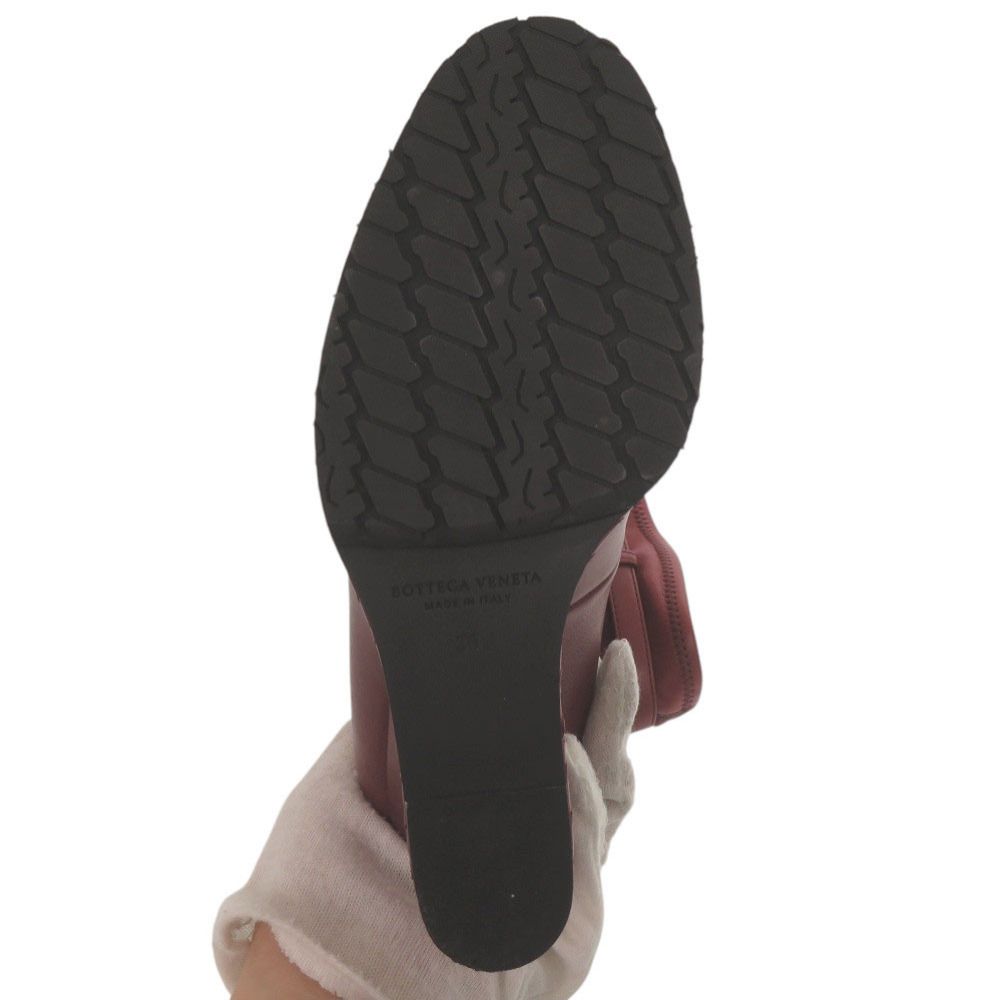 Bottega Veneta Intrecciato Stitch Wedge Ankle Boots 36) Leather Wine — view 6