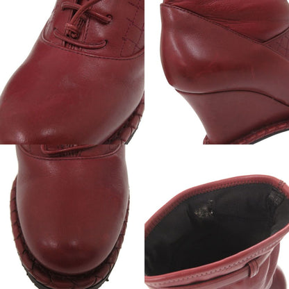Bottega Veneta Intrecciato Stitch Wedge Ankle Boots 36) Leather Wine — view 9