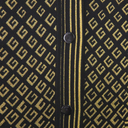 Gucci Square Metallic Neck Cardigan XS Wool Rayon Black Gold — view 6