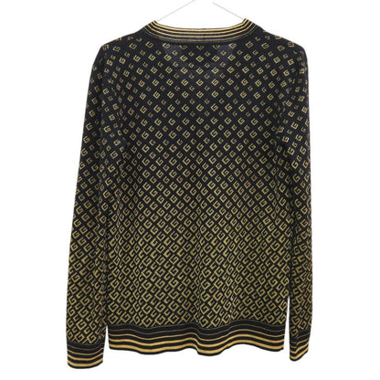 Gucci Square Metallic Neck Cardigan XS Wool Rayon Black Gold — view 2