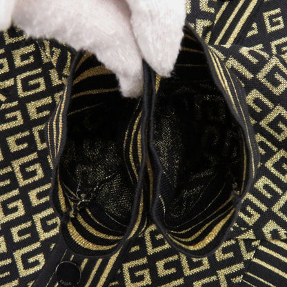 Gucci Square Metallic Neck Cardigan XS Wool Rayon Black Gold — view 8