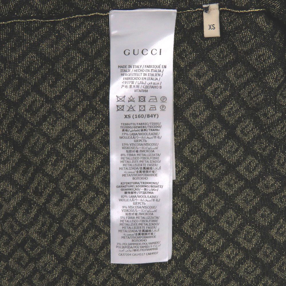 Gucci Square Metallic Neck Cardigan XS Wool Rayon Black Gold — view 9