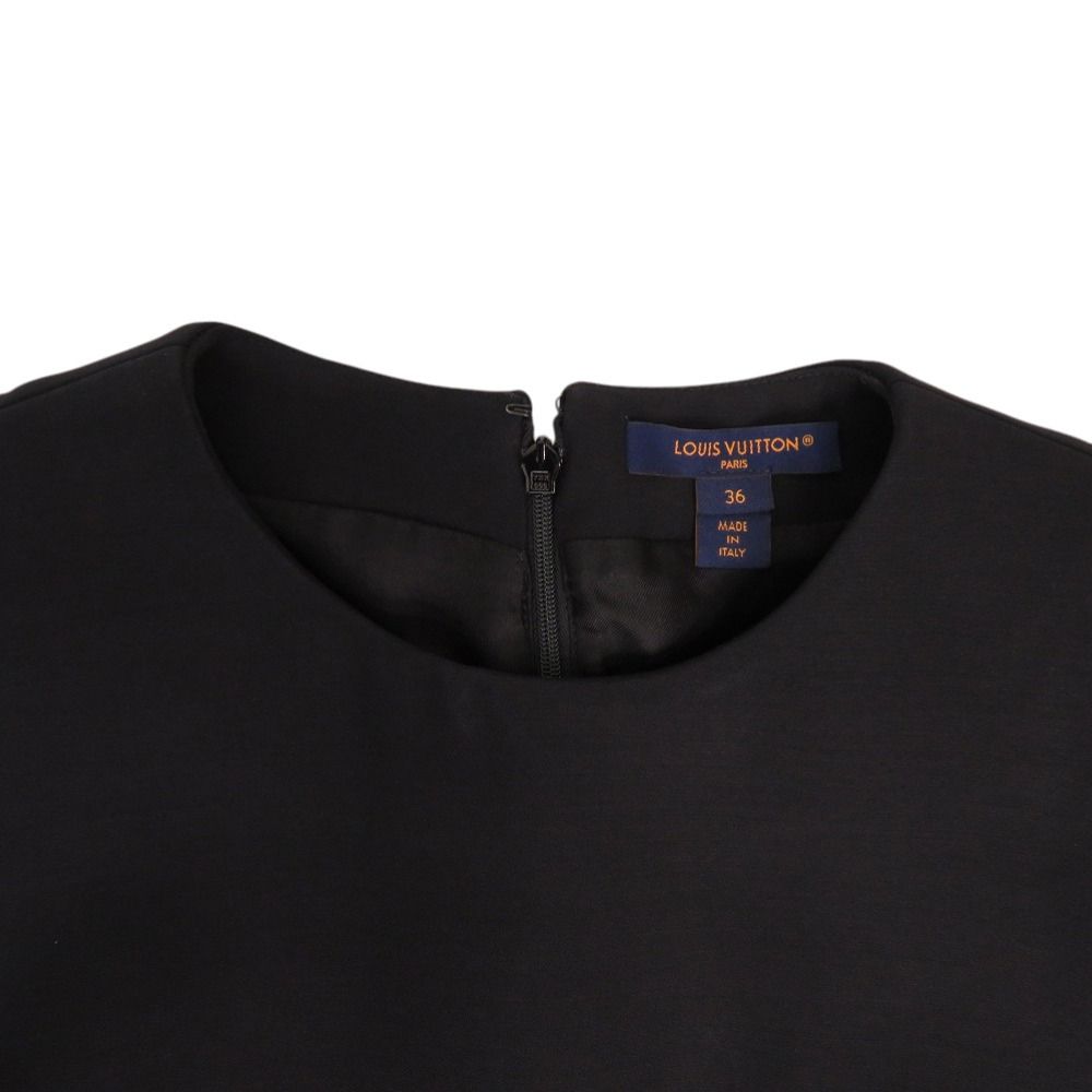 Louis Vuitton Button Tab Pleats Bijou Decoration Dress 36 Xcm Wool Silk Black — view 3