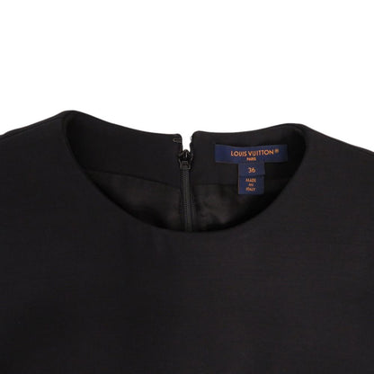 Louis Vuitton Button Tab Pleats Bijou Decoration Dress 36 Xcm Wool Silk Black — view 3