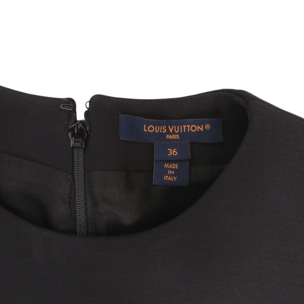 Louis Vuitton Button Tab Pleats Bijou Decoration Dress 36 Xcm Wool Silk Black — view 4