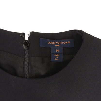 Louis Vuitton Button Tab Pleats Bijou Decoration Dress 36 Xcm Wool Silk Black — view 4