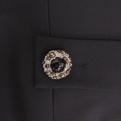 Louis Vuitton Button Tab Pleats Bijou Decoration Dress 36 Xcm Wool Silk Black — view 5