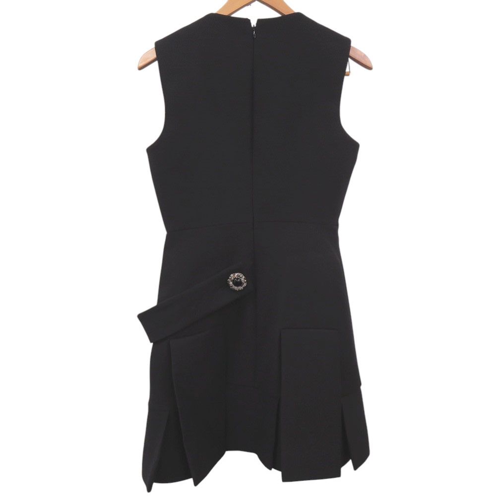 Louis Vuitton Button Tab Pleats Bijou Decoration Dress 36 Xcm Wool Silk Black — view 2