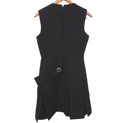 Louis Vuitton Button Tab Pleats Bijou Decoration Dress 36 Xcm Wool Silk Black — view 2