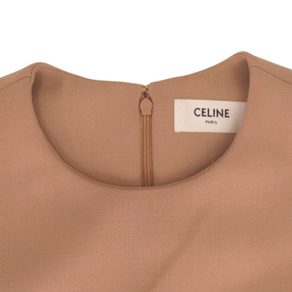 Celine Triomphe Zuminidress Gold yon Beige Dress — view 3
