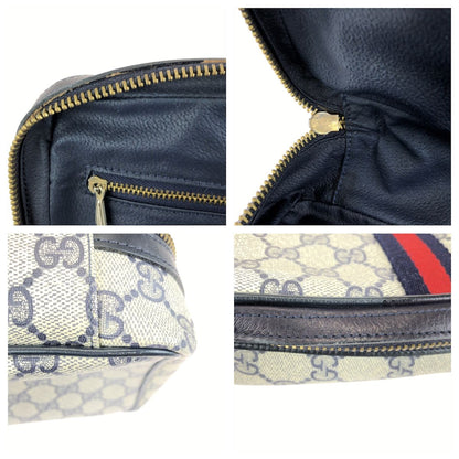 Gucci Sherry Line Gray Black Gold GG Supreme Canvas Leather 38 Pouch Case — view 6
