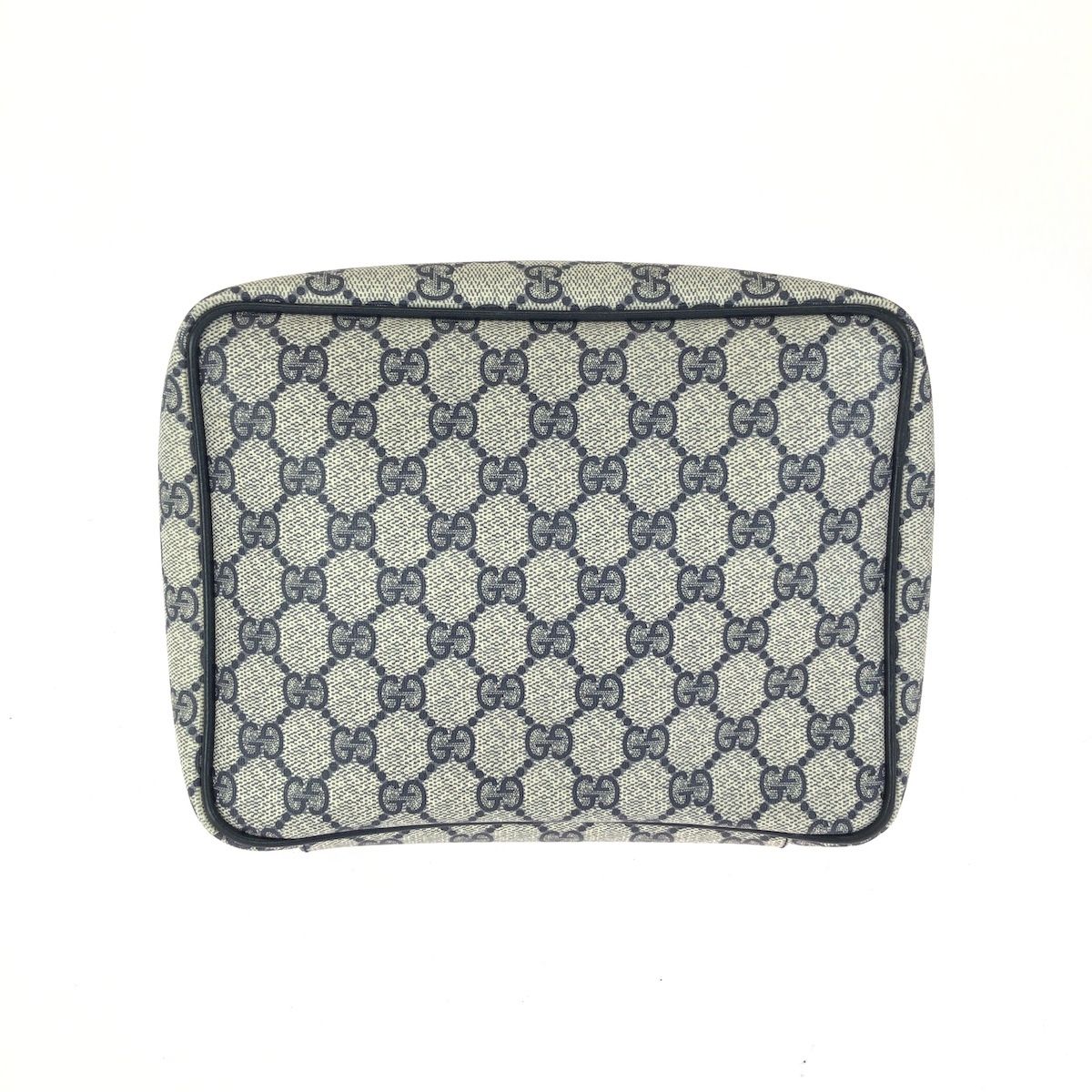 Gucci Sherry Line Gray Black Gold GG Supreme Canvas Leather 38 Pouch Case — view 2