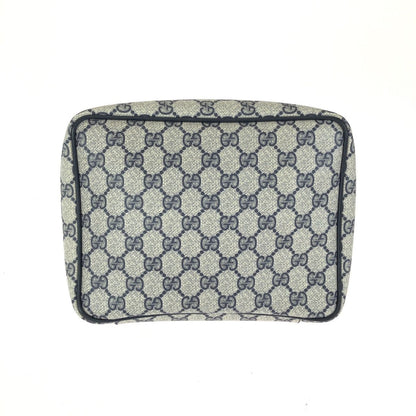 Gucci Sherry Line Gray Black Gold GG Supreme Canvas Leather 38 Pouch Case — view 2