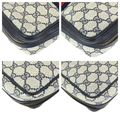 Gucci Sherry Line Gray Black Gold GG Supreme Canvas Leather 38 Pouch Case — view 4