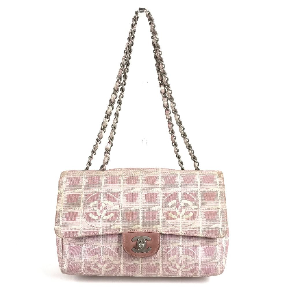 Chanel Shoulder Bag CC Logo Nylon Pink