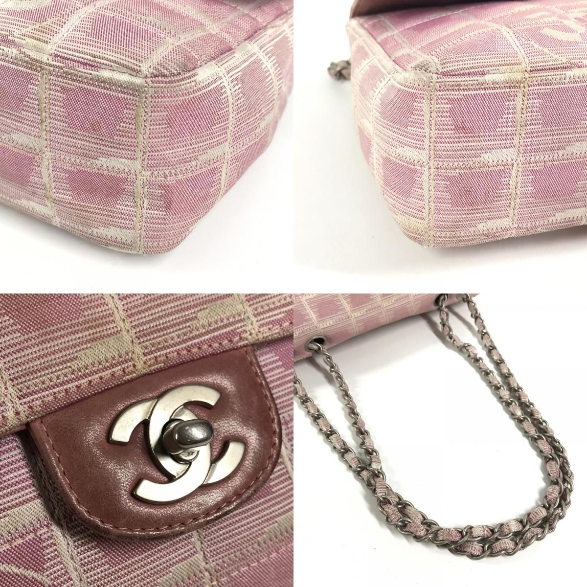 Chanel Shoulder Bag CC Logo Nylon Pink — view 7