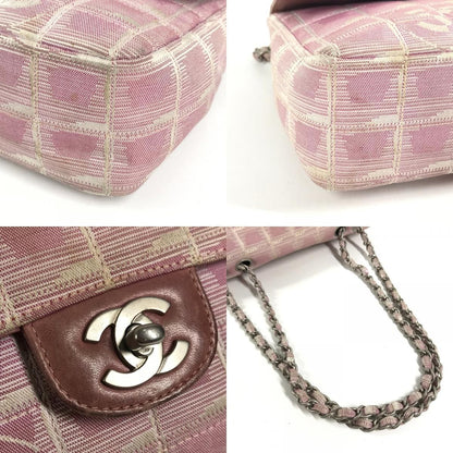 Chanel Shoulder Bag CC Logo Nylon Pink — view 7