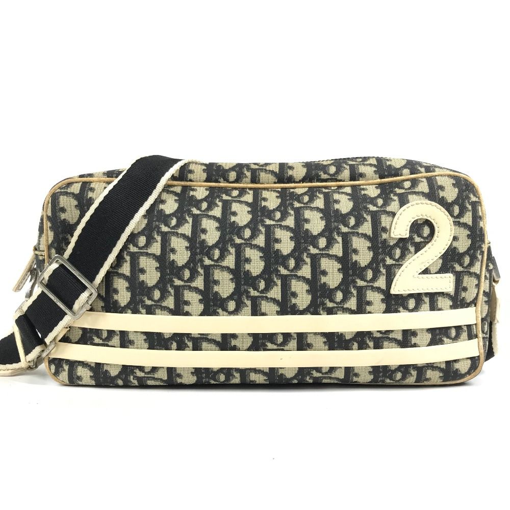 Dior Shoulder Bag Trotter Logo No2 Canvas Suede Black