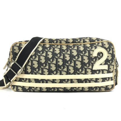 Dior Shoulder Bag Trotter Logo No2 Canvas Suede Black